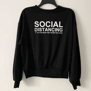 Social Distancing Black Crew Neck